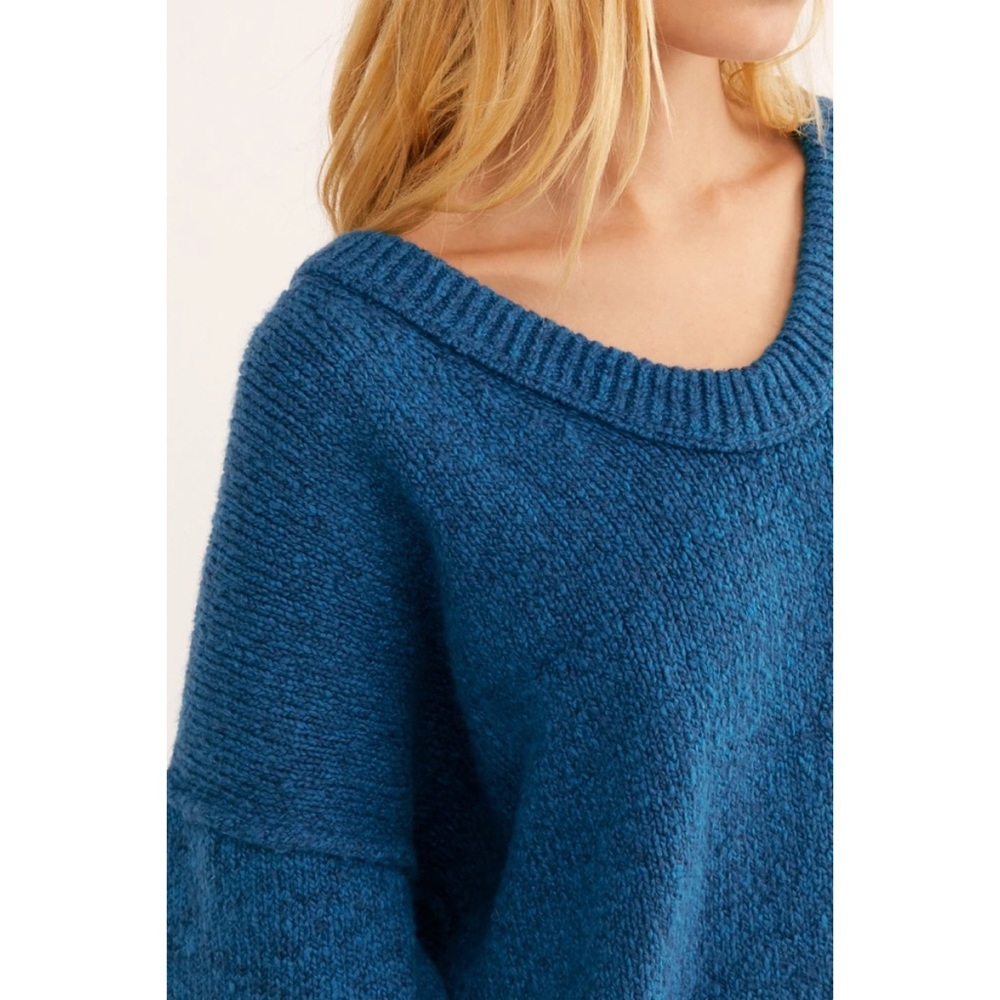Free People Slouchy Oversized Dolman Tunic Sweater Halcyon Blue NWT XS - Picture 3 of 4